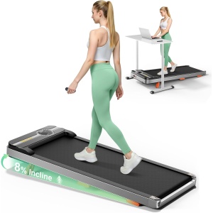 TREAFLOW Walking Pad, Portable Under Desk Treadmill, 350LBS Capacity Walking Pad Treadmill with Remote Control & LED Display, Installation-Free Treadmill for Home & Office Exercise